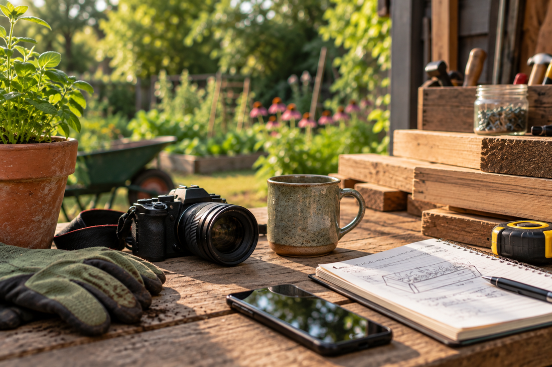 Physical hobby projects represented by gardening, photography and workshop tools